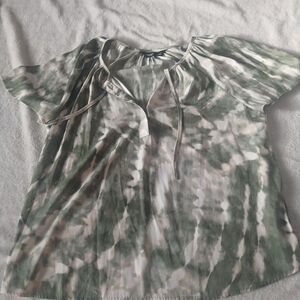 Green and White Women's Top
